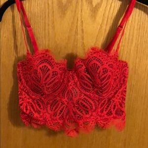 Red lace push-up bustier